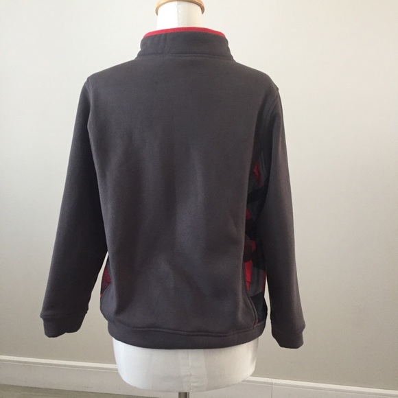 Under Armour Zip Sweater Jacket, Gray, Red, Sz L - Picture 2 of 5